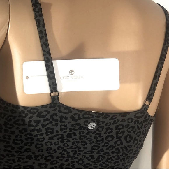 CRZ YOGA Animal Print Gray Black Sports Bra Wirefree Padded Cropped Tank Small - Picture 8 of 9